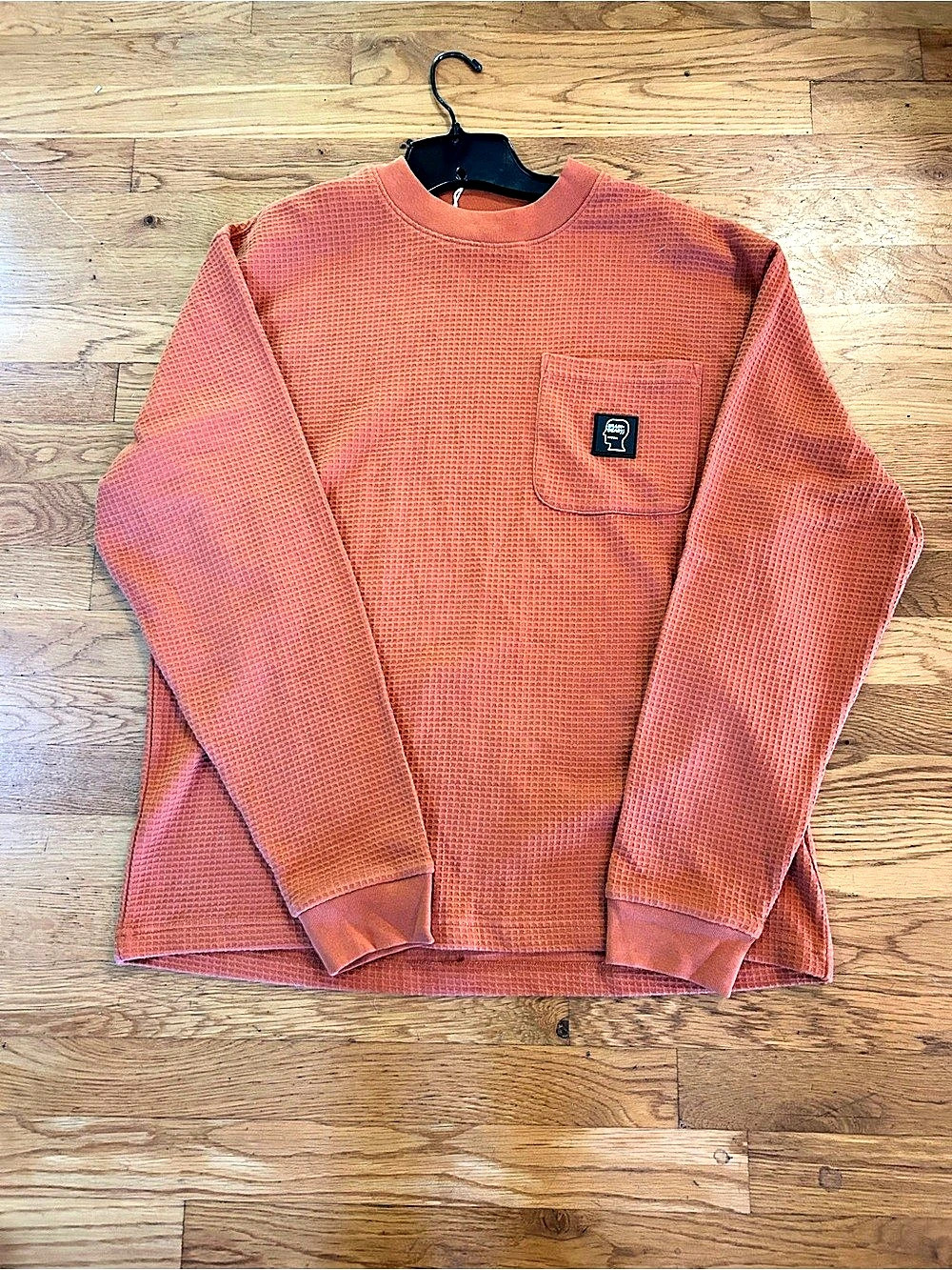 Brain Dead Waffle Knit Mock Neck Long-Sleeve Shirt Orange
